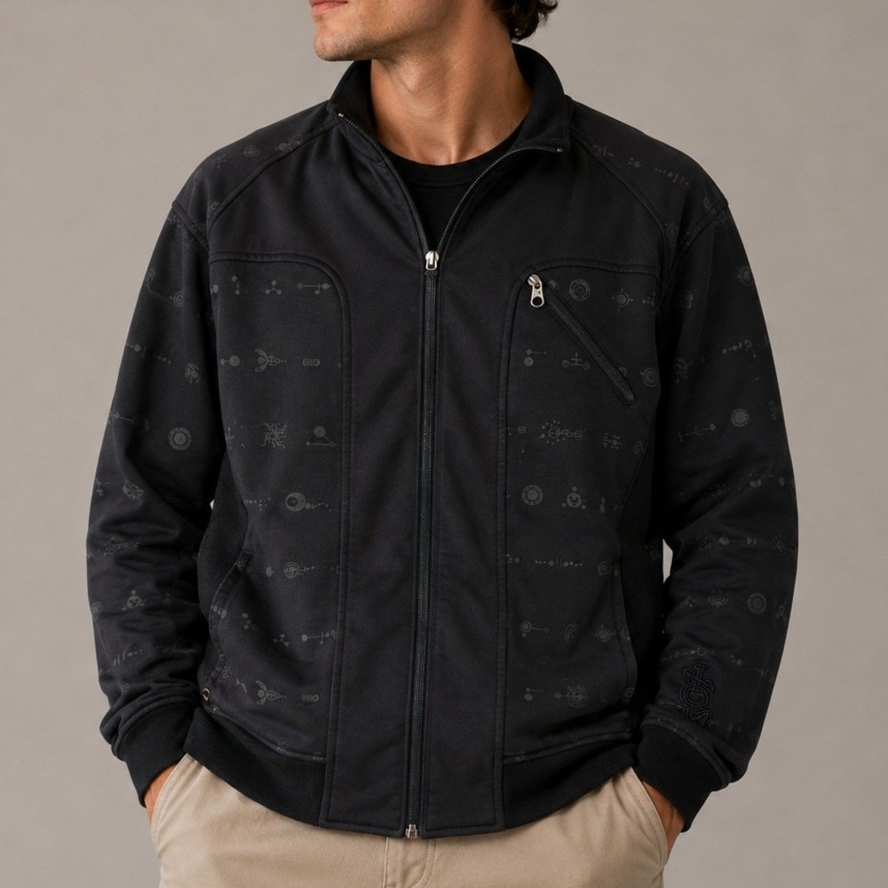 Burton Mens Black Full Zip Track Jacket Graphic Print Y2K Gorpcore Size M